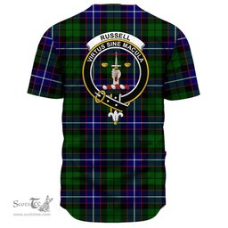 Scottish Russell Modern Clan Tartan Baseball Jersey - Crest Classic Scottish Plaid Tartan Plaid
