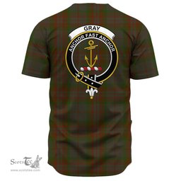 Scottish Gray Hunting Clan Tartan Baseball Jersey - Crest Classic Scottish Plaid Tartan Plaid