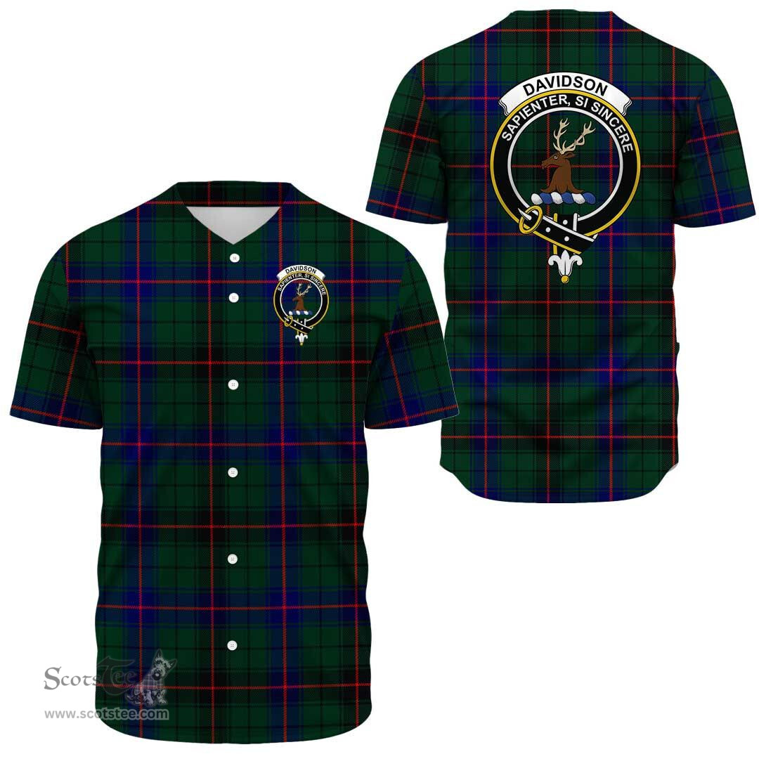Scottish Davidson Modern Clan Tartan Baseball Jersey - Crest Classic Scottish Plaid Tartan Plaid