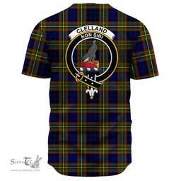 Scottish Clelland Modern Clan Tartan Baseball Jersey - Crest Classic Scottish Plaid Tartan Plaid