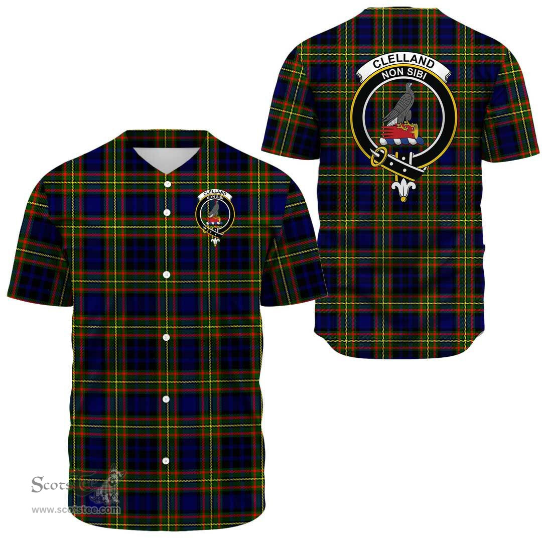Scottish Clelland Modern Clan Tartan Baseball Jersey - Crest Classic Scottish Plaid Tartan Plaid
