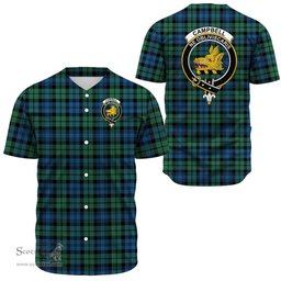 Scottish Campbell Ancient Clan Tartan Baseball Jersey - Crest Classic Scottish Plaid Tartan Plaid