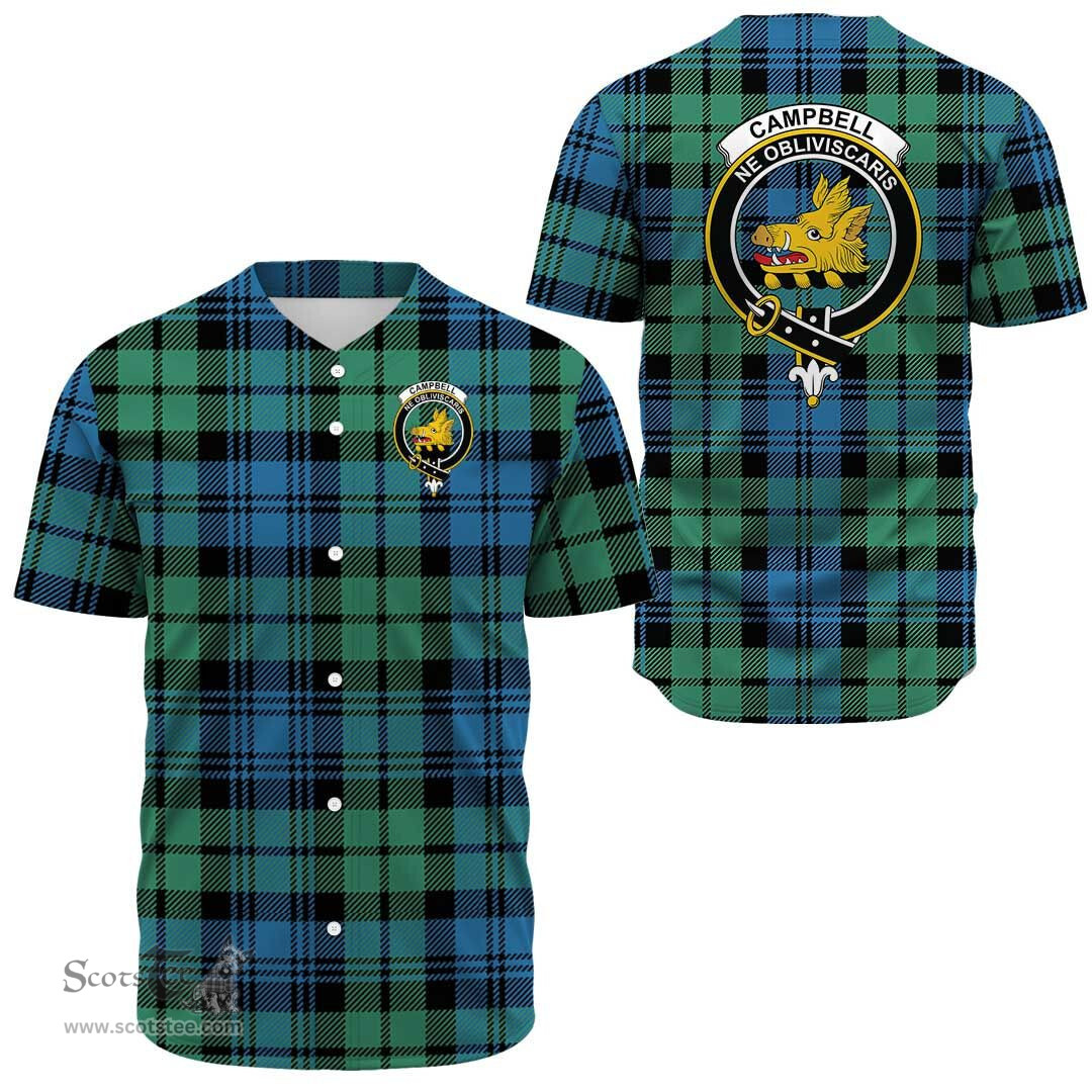 Scottish Campbell Ancient Clan Tartan Baseball Jersey - Crest Classic Scottish Plaid Tartan Plaid