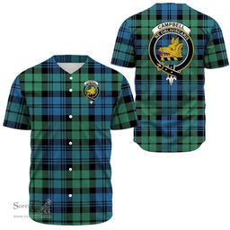 Scottish Campbell Ancient Clan Tartan Baseball Jersey - Crest Classic Scottish Plaid Tartan Plaid