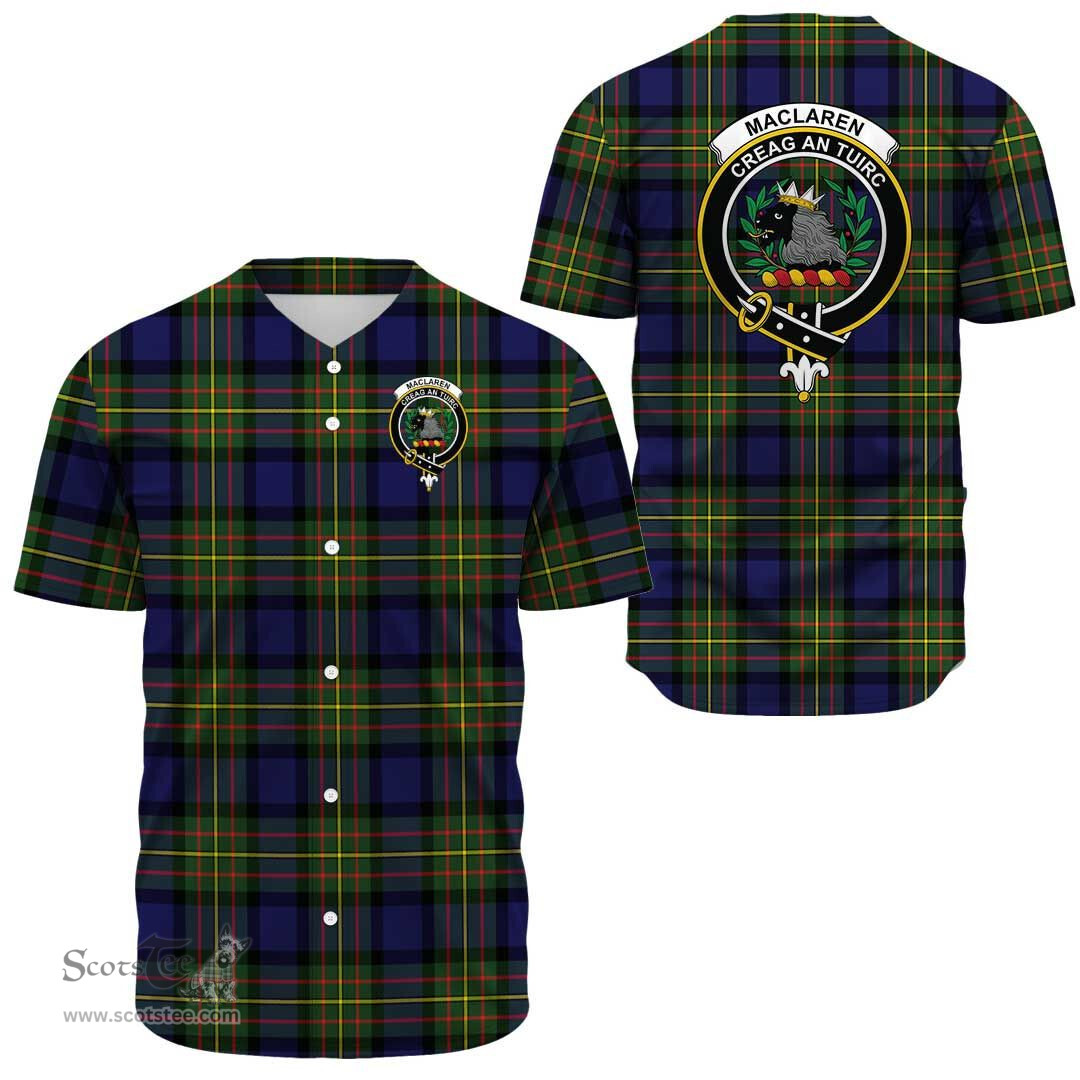 Scottish MacLaren Modern Clan Tartan Baseball Jersey - Crest Classic Scottish Plaid Tartan Plaid