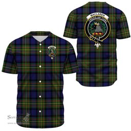 Scottish MacLaren Modern Clan Tartan Baseball Jersey - Crest Classic Scottish Plaid Tartan Plaid