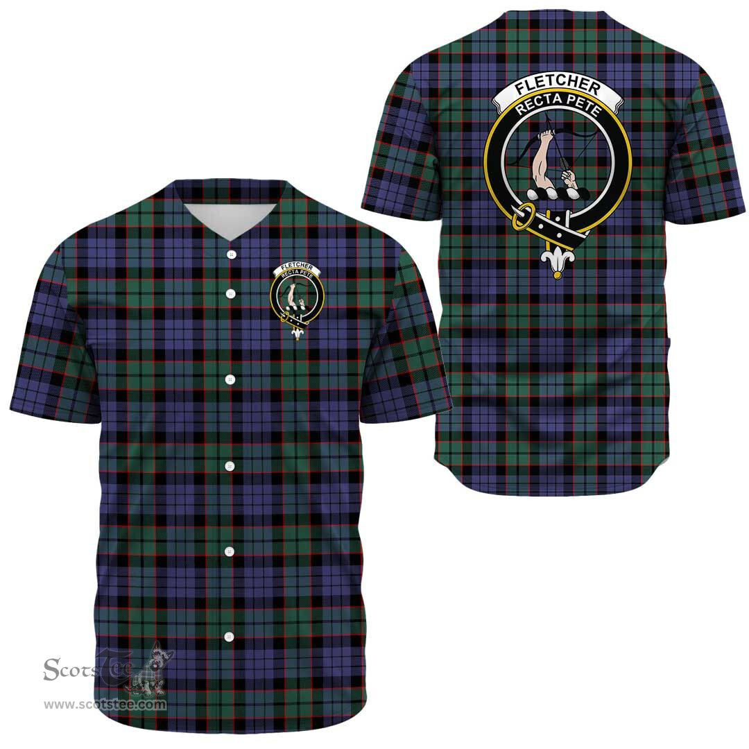Scottish Fletcher Modern Clan Tartan Baseball Jersey - Crest Classic Scottish Plaid Tartan Plaid