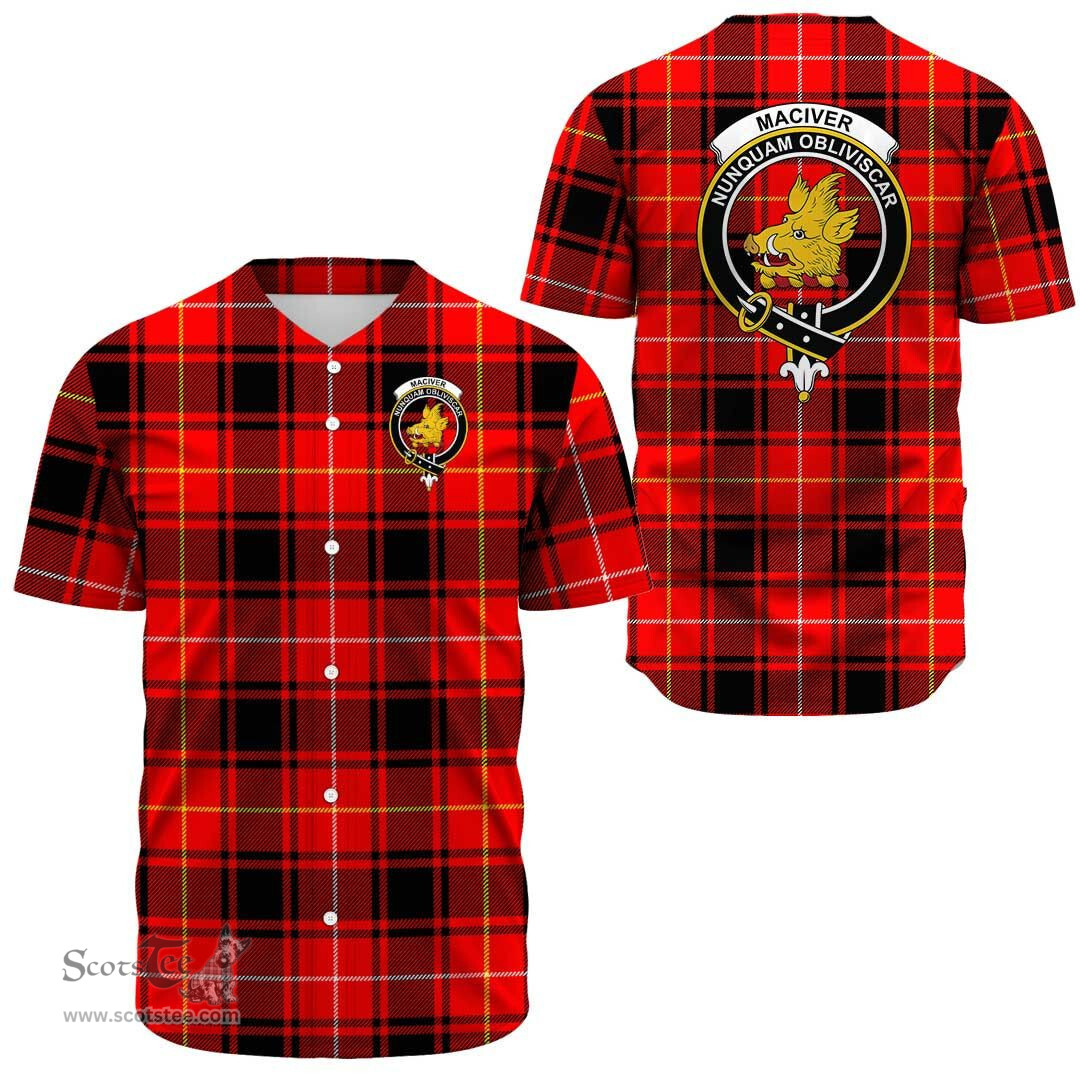 Scottish MacIver Modern Clan Tartan Baseball Jersey - Crest Classic Scottish Plaid Tartan Plaid