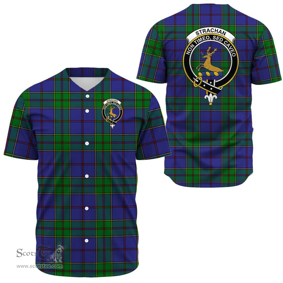 Scottish Strachan Clan Tartan Baseball Jersey - Crest Classic Scottish Plaid Tartan Plaid