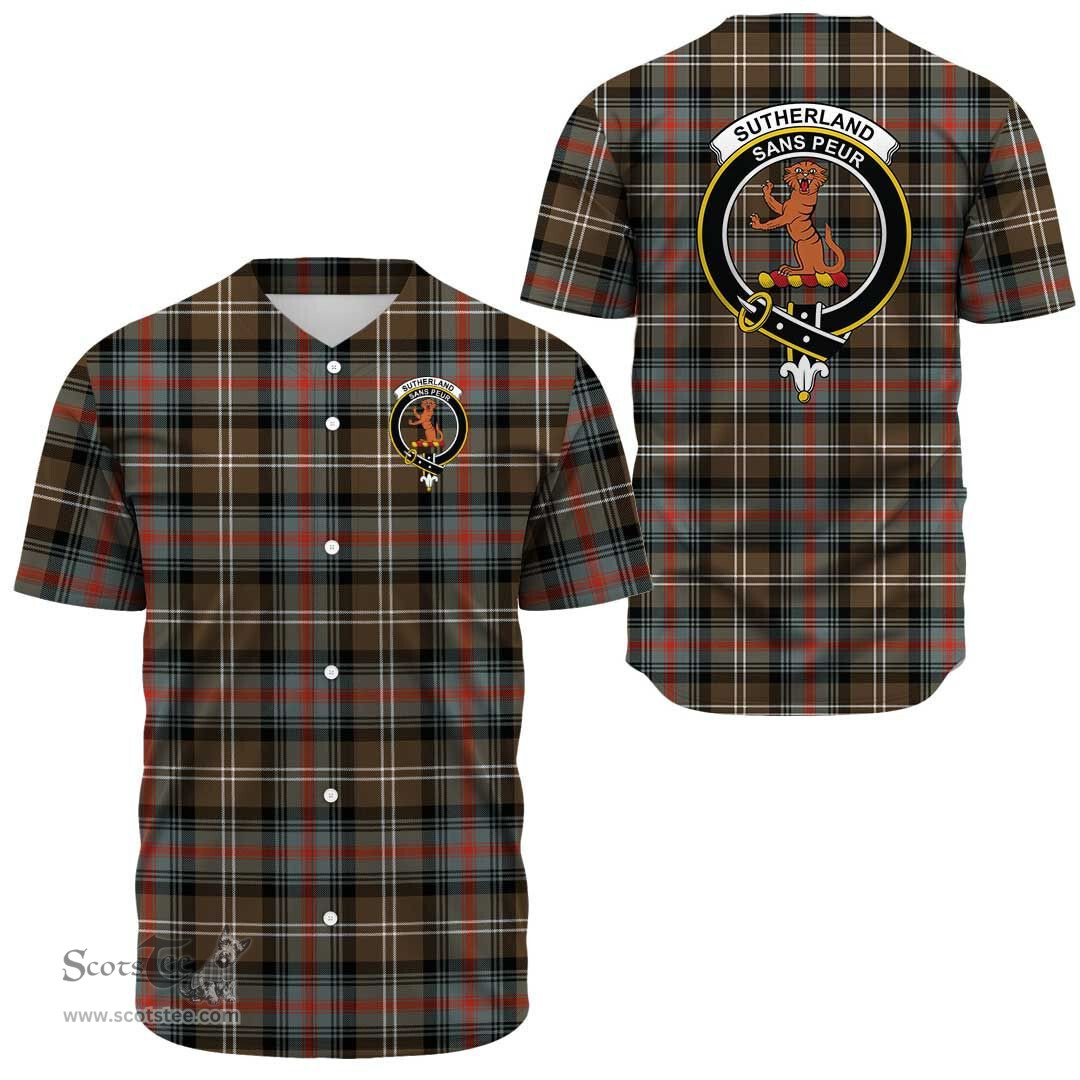 Scottish Sutherland Weathered Clan Tartan Baseball Jersey - Crest Classic Scottish Plaid Tartan Plaid