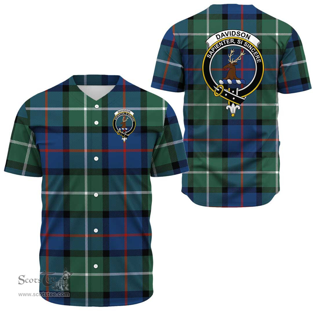 Scottish Davidson of Tulloch Clan Tartan Baseball Jersey - Crest Classic Scottish Plaid Tartan Plaid