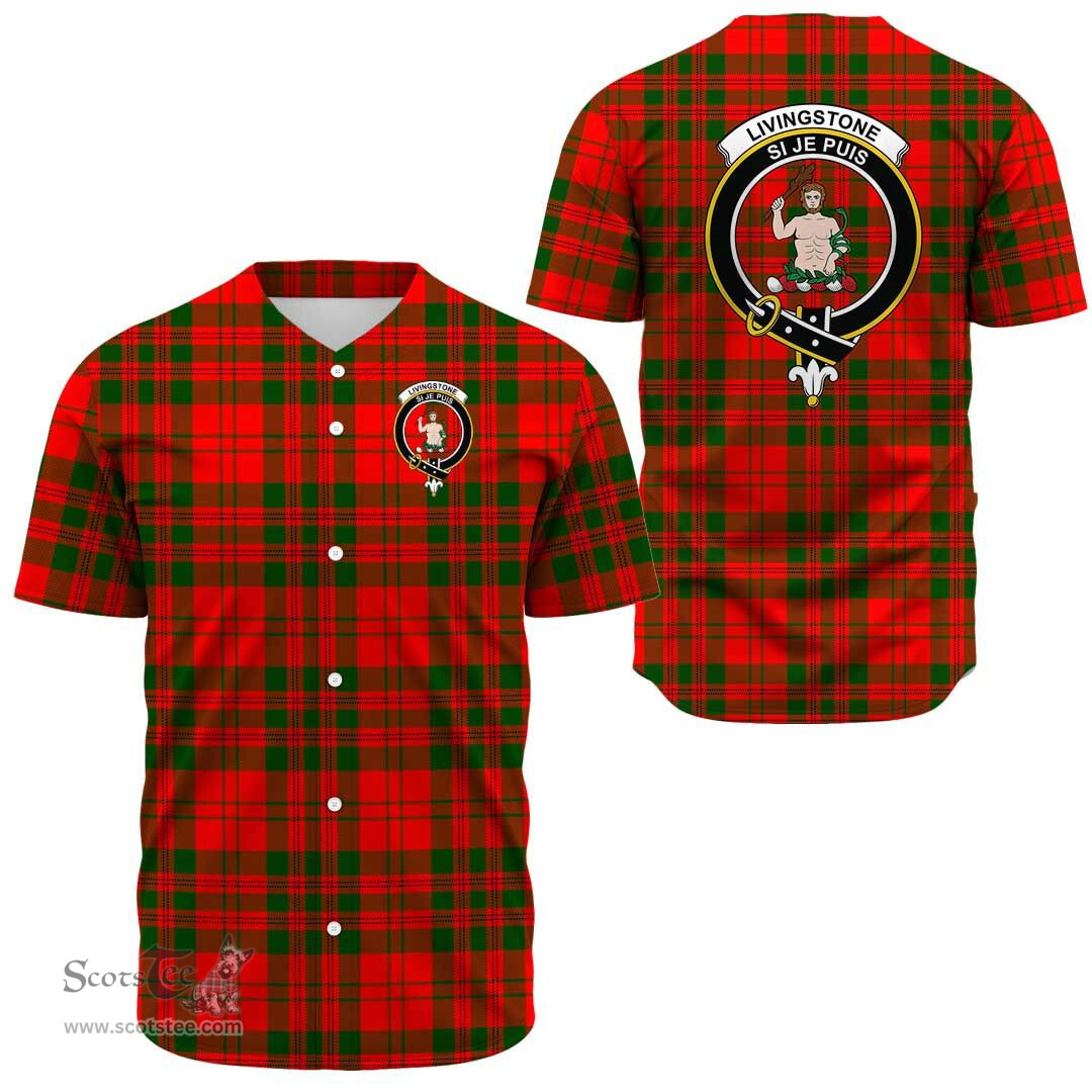 Scottish Livingstone Modern Clan Tartan Baseball Jersey - Crest Classic Scottish Plaid Tartan Plaid