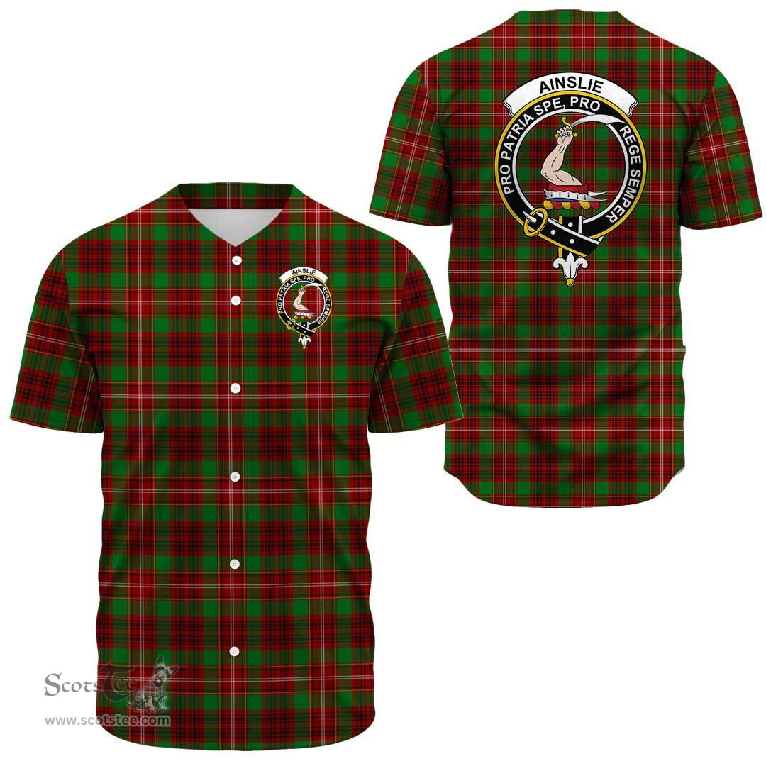 Scottish Ainslie Clan Tartan Baseball Jersey - Crest Classic Scottish Plaid Tartan Plaid