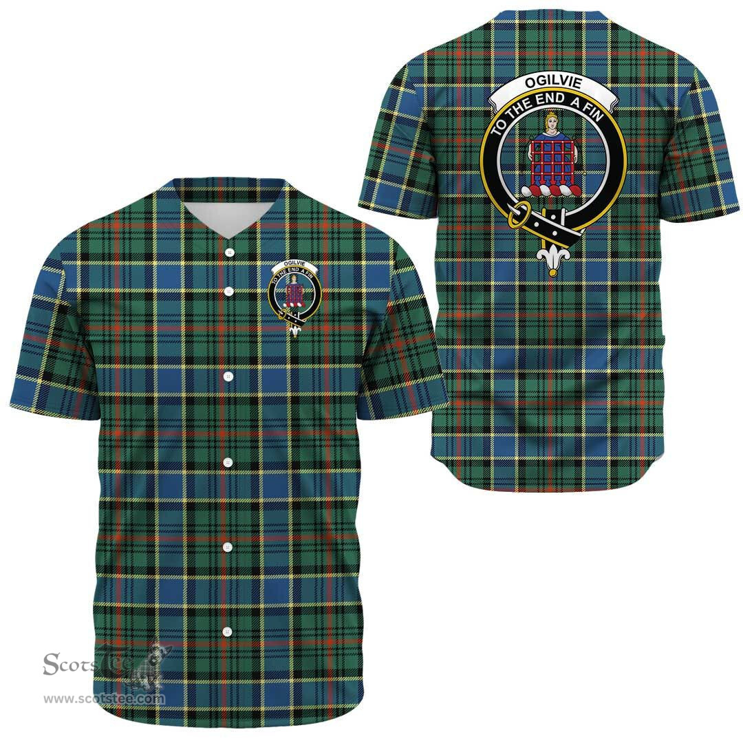 Scottish Ogilvie Hunting Modern Clan Tartan Baseball Jersey - Crest Classic Scottish Plaid Tartan Plaid