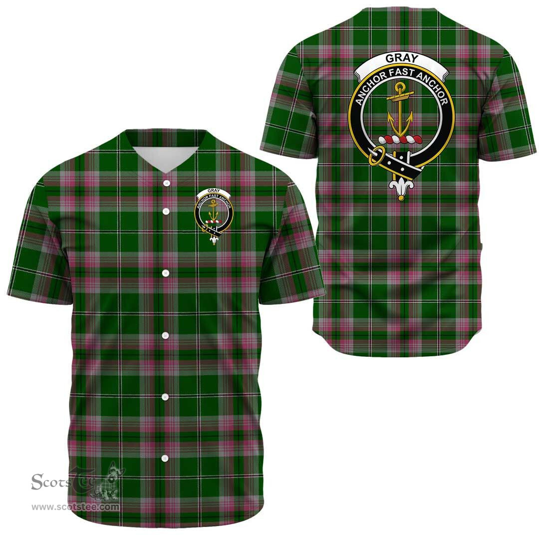 Scottish Gray Clan Tartan Baseball Jersey - Crest Classic Scottish Plaid Tartan Plaid