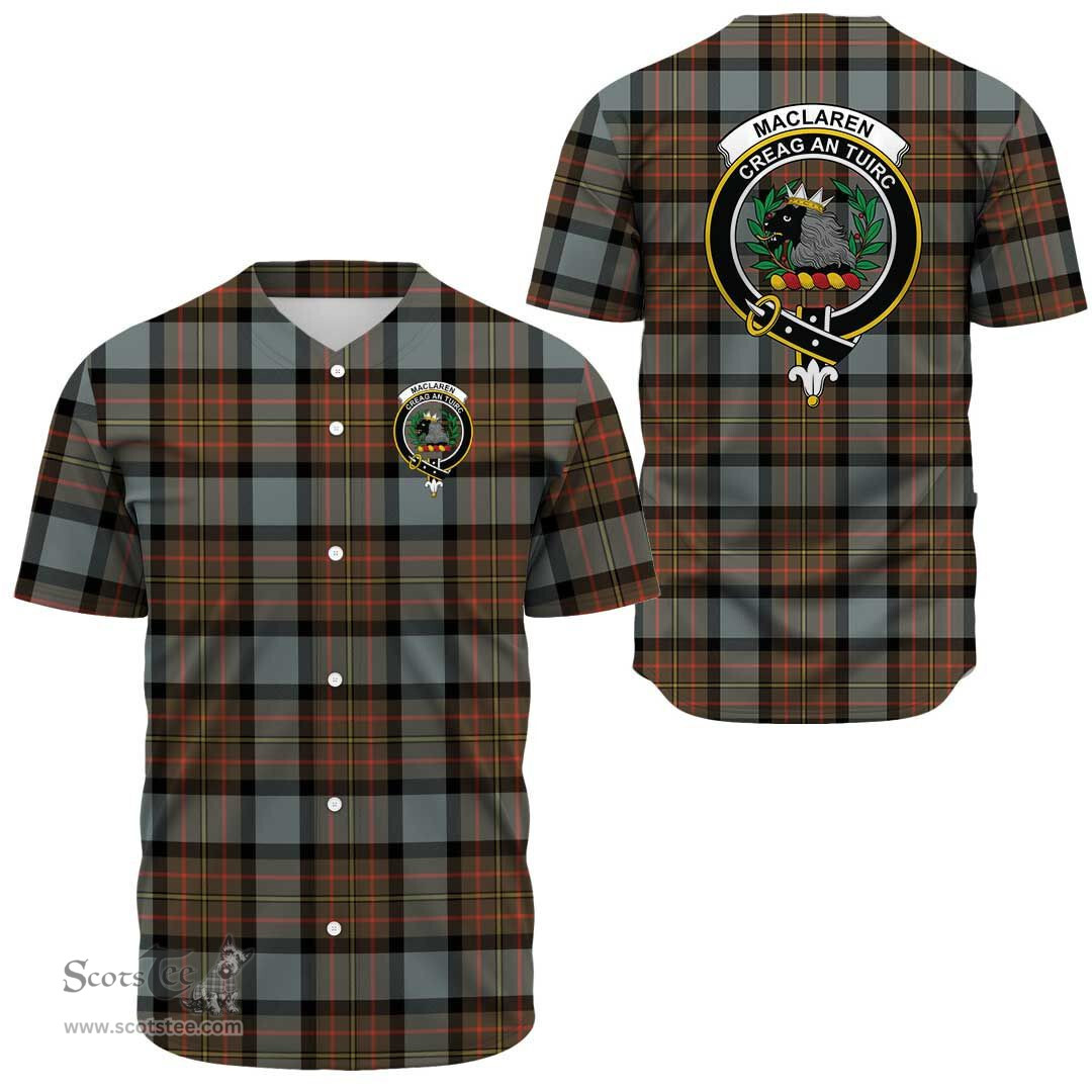 Scottish MacLaren Weathered Clan Tartan Baseball Jersey - Crest Classic Scottish Plaid Tartan Plaid