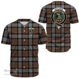 Scottish MacLaren Weathered Clan Tartan Baseball Jersey - Crest Classic Scottish Plaid Tartan Plaid