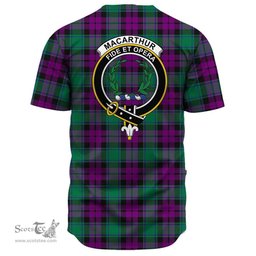 Scottish MacArthur ? Milton Clan Tartan Baseball Jersey - Crest Classic Scottish Plaid Tartan Plaid