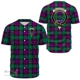Scottish MacArthur ??? Milton Clan Tartan Baseball Jersey - Crest Classic Scottish Plaid Tartan Plaid