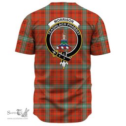 Scottish Morrison Red Ancient Clan Tartan Baseball Jersey - Crest Classic Scottish Plaid Tartan Plaid