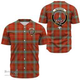 Scottish Morrison Red Ancient Clan Tartan Baseball Jersey - Crest Classic Scottish Plaid Tartan Plaid