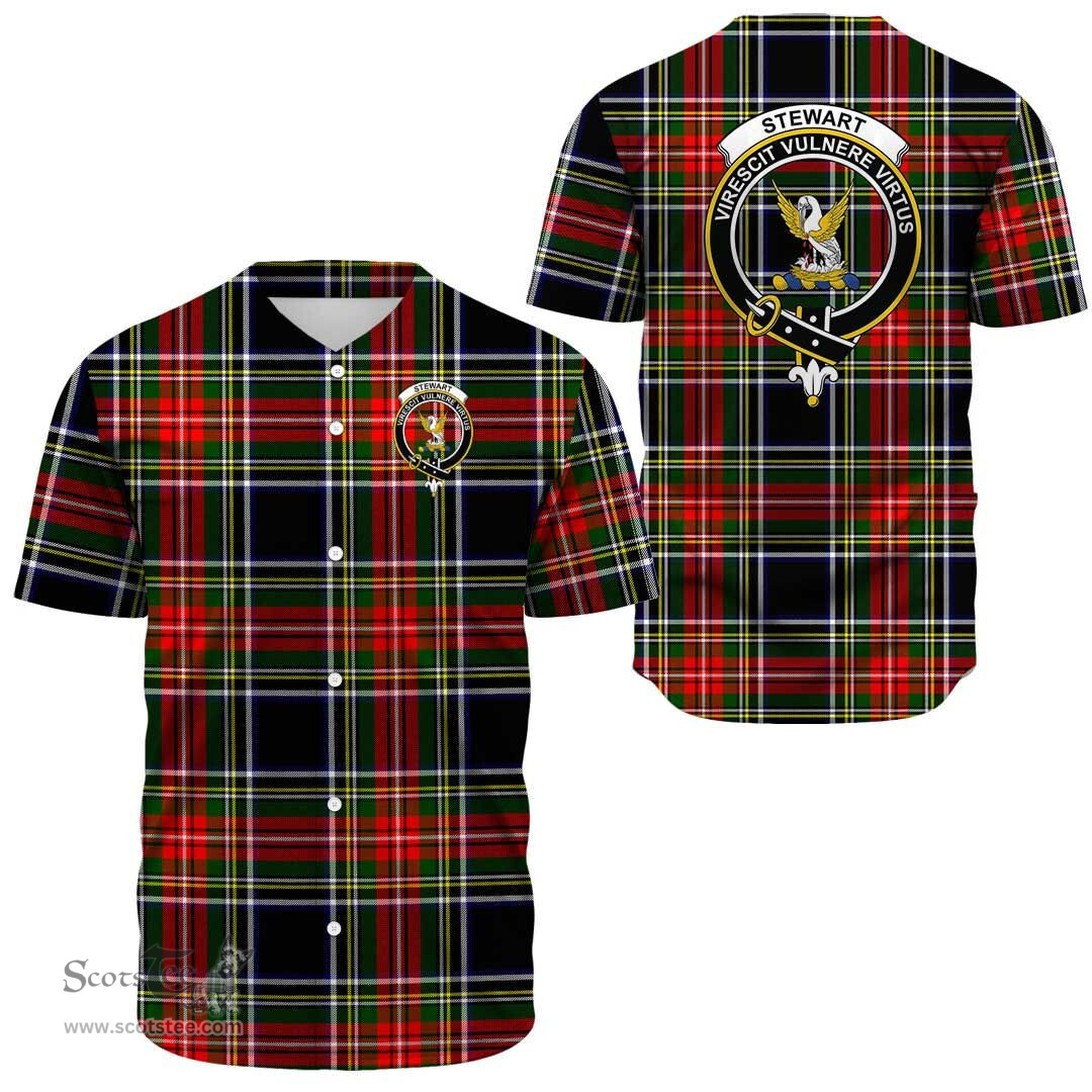 Scottish Stewart Black Clan Tartan Baseball Jersey - Crest Classic Scottish Plaid Tartan Plaid