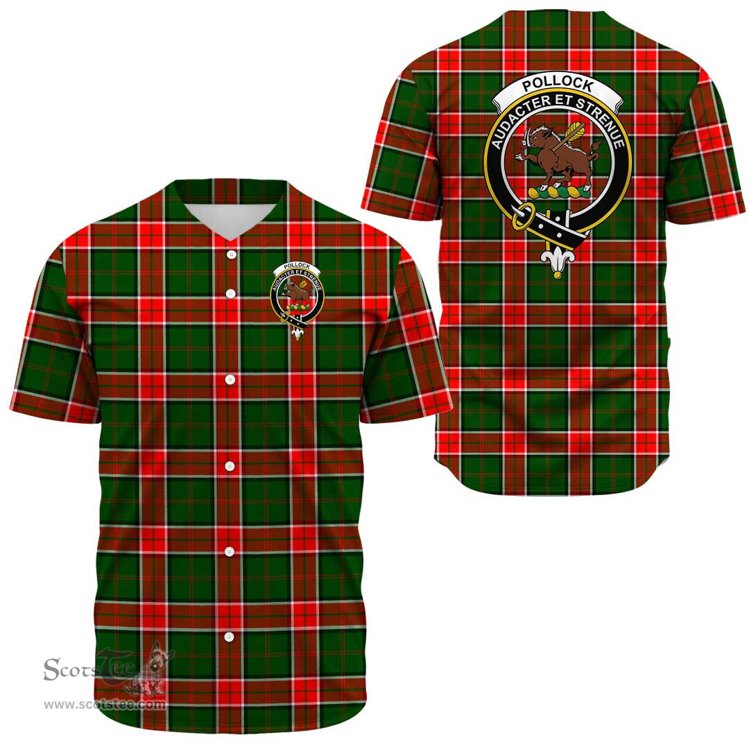 Scottish Pollock Modern Clan Tartan Baseball Jersey - Crest Classic Scottish Plaid Tartan Plaid