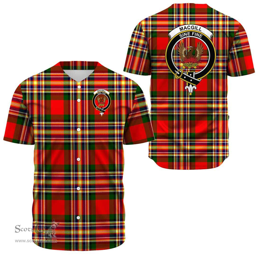 Scottish MacGill Modern Clan Tartan Baseball Jersey - Crest Classic Scottish Plaid Tartan Plaid