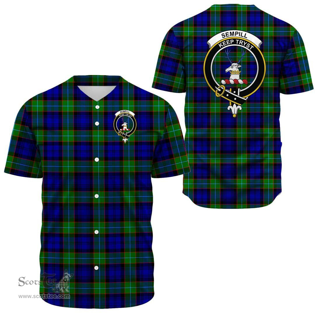 Scottish Sempill Modern Clan Tartan Baseball Jersey - Crest Classic Scottish Plaid Tartan Plaid