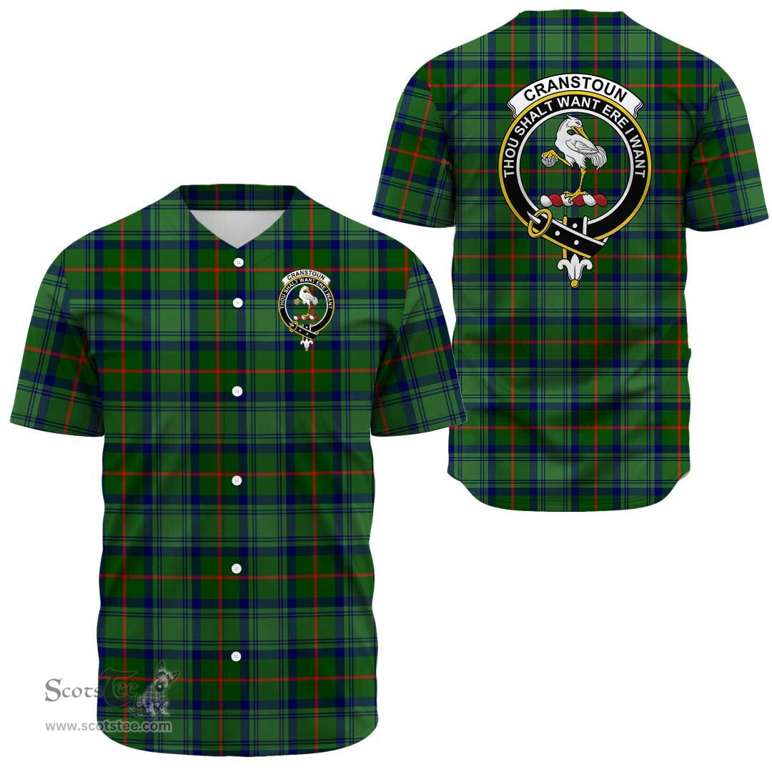 Scottish Cranstoun Clan Tartan Baseball Jersey - Crest Classic Scottish Plaid Tartan Plaid