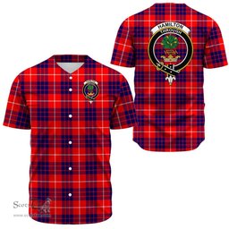 Scottish Hamilton Modern Clan Tartan Baseball Jersey - Crest Classic Scottish Plaid Tartan Plaid