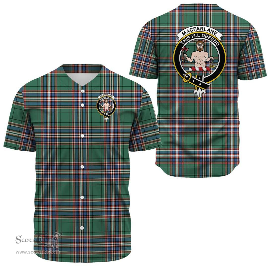 Scottish MacFarlane Hunting Ancient Clan Tartan Baseball Jersey - Crest Classic Scottish Plaid Tartan Plaid