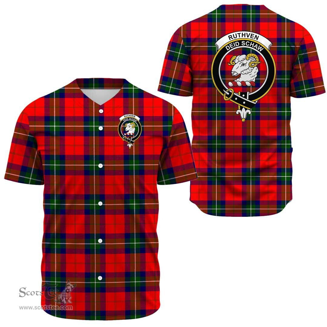 Scottish Ruthven Modern Clan Tartan Baseball Jersey - Crest Classic Scottish Plaid Tartan Plaid