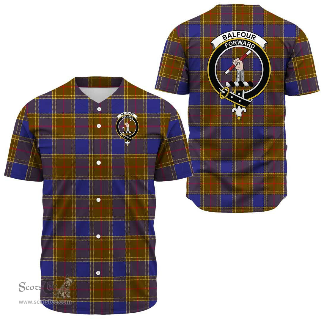 Scottish Balfour Modern Clan Tartan Baseball Jersey - Crest Classic Scottish Plaid Tartan Plaid