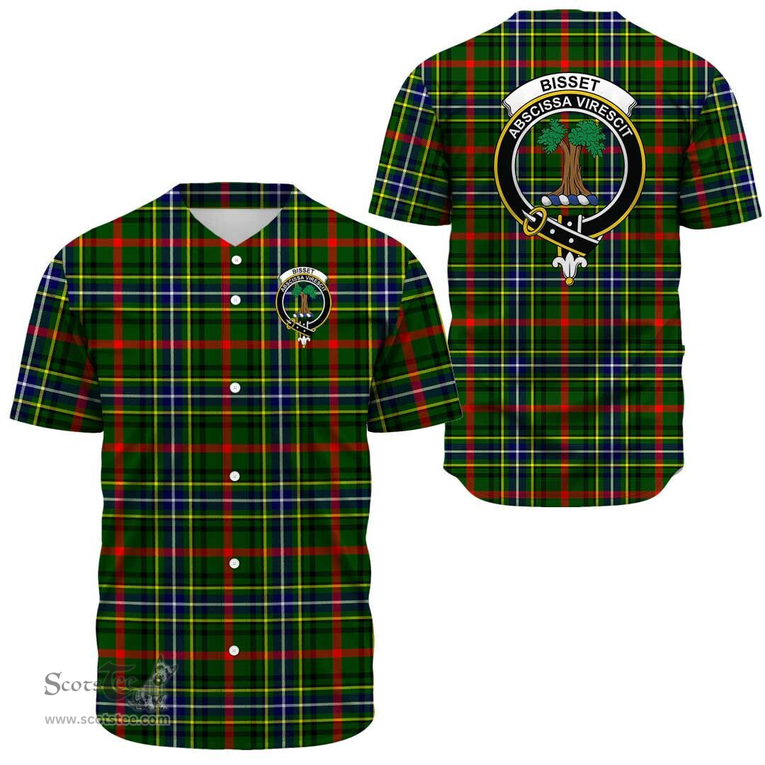 Scottish Bisset Clan Tartan Baseball Jersey - Crest Classic Scottish Plaid Tartan Plaid