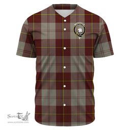 Scottish Cunningham Burgundy Dancers Clan Tartan Baseball Jersey - Crest Classic Scottish Plaid Tartan Plaid