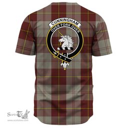 Scottish Cunningham Burgundy Dancers Clan Tartan Baseball Jersey - Crest Classic Scottish Plaid Tartan Plaid