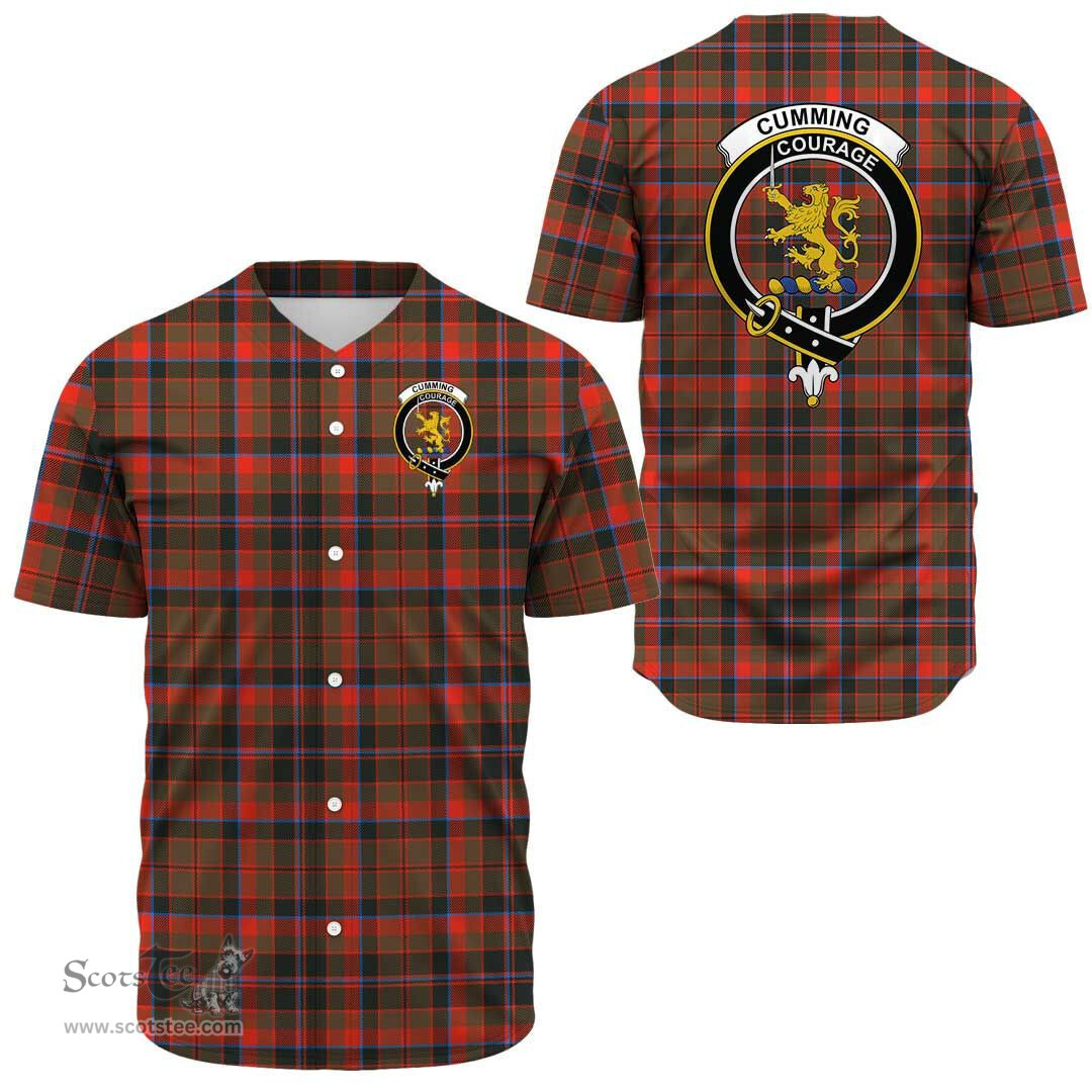 Scottish Cumming Hunting Weathered Clan Tartan Baseball Jersey - Crest Classic Scottish Plaid Tartan Plaid