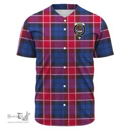 Scottish Graham of Menteith Red Clan Tartan Baseball Jersey - Crest Classic Scottish Plaid Tartan Plaid