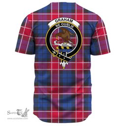 Scottish Graham of Menteith Red Clan Tartan Baseball Jersey - Crest Classic Scottish Plaid Tartan Plaid