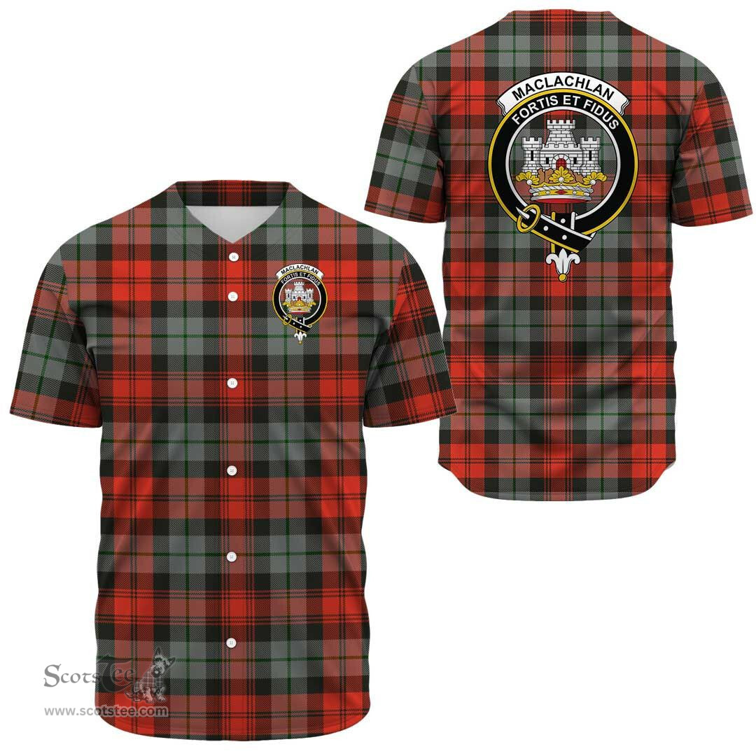 Scottish MacLachlan Weathered Clan Tartan Baseball Jersey - Crest Classic Scottish Plaid Tartan Plaid