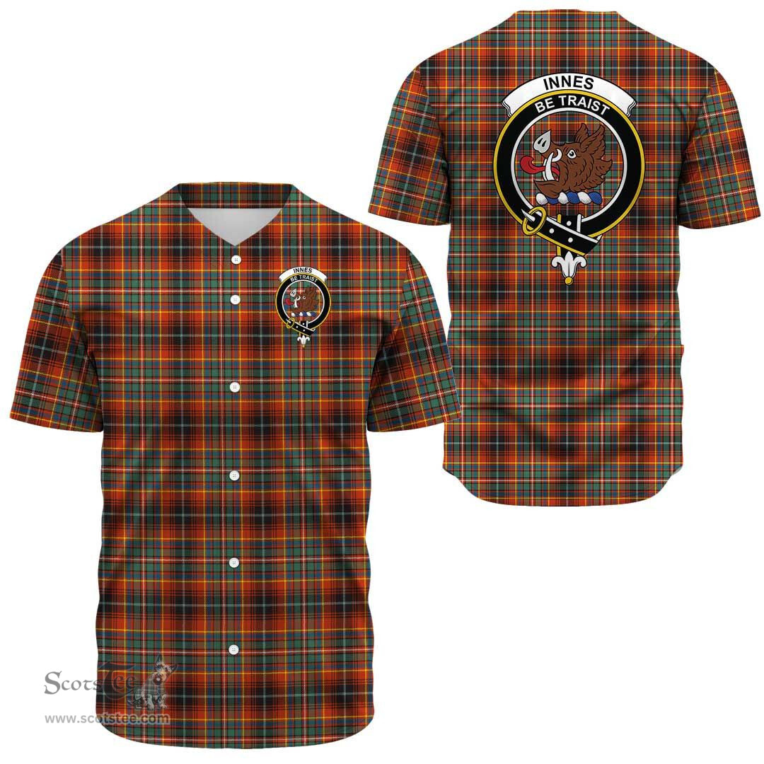 Scottish Innes Ancient Clan Tartan Baseball Jersey - Crest Classic Scottish Plaid Tartan Plaid