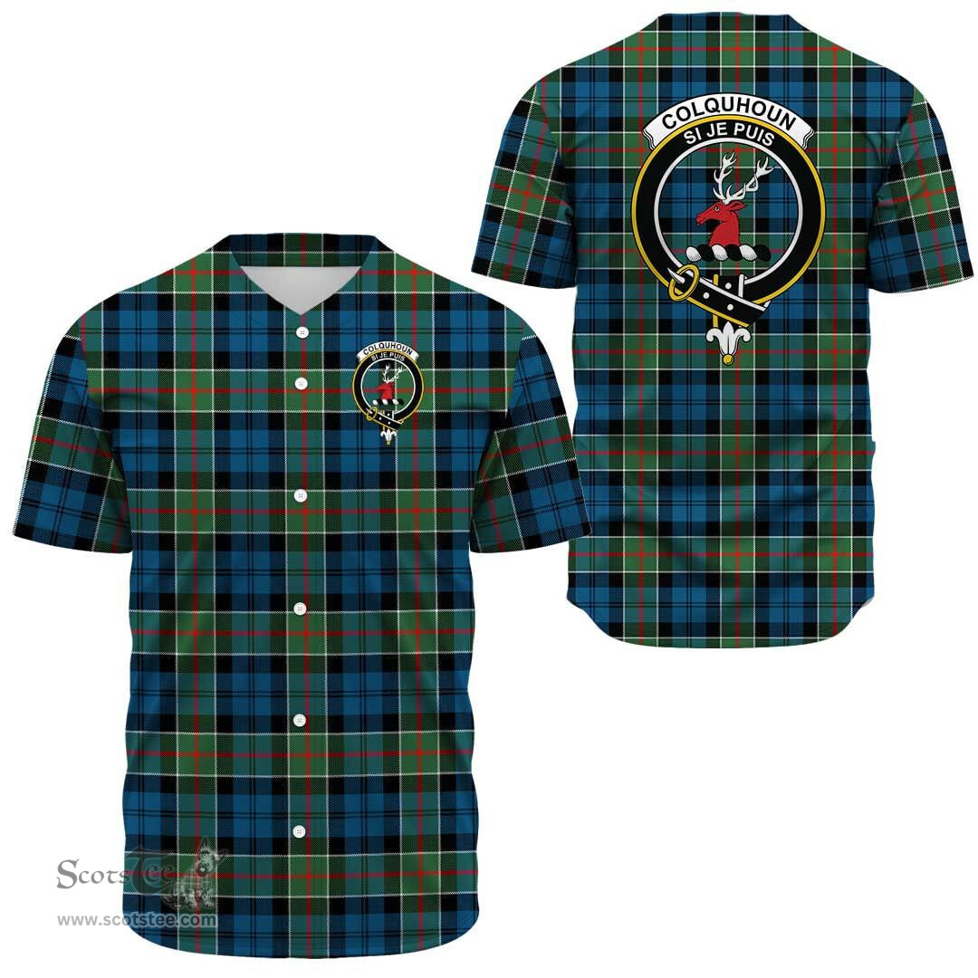 Scottish Colquhoun Ancient Clan Tartan Baseball Jersey - Crest Classic Scottish Plaid Tartan Plaid