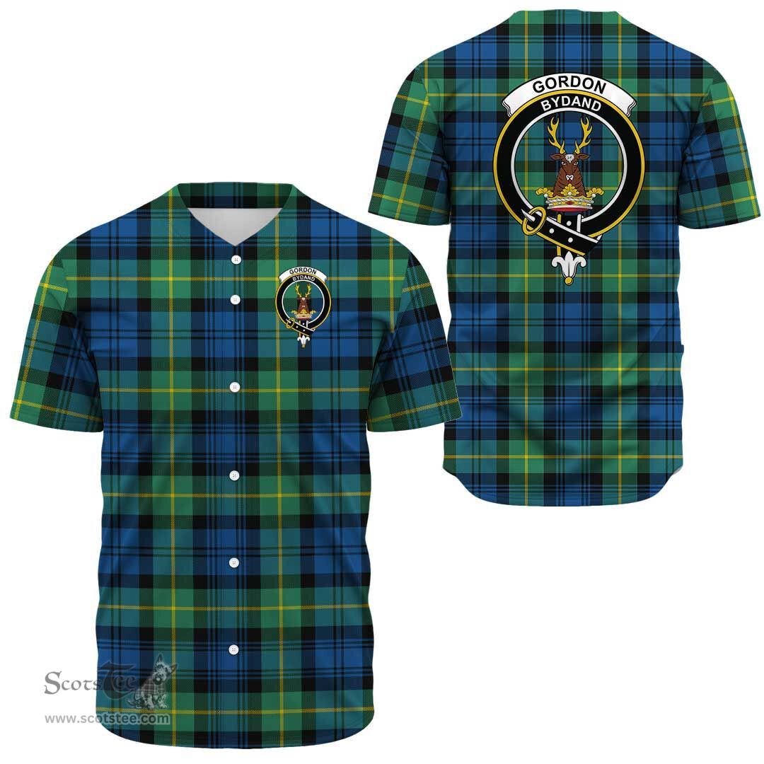 Scottish Gordon Ancient Clan Tartan Baseball Jersey - Crest Classic Scottish Plaid Tartan Plaid