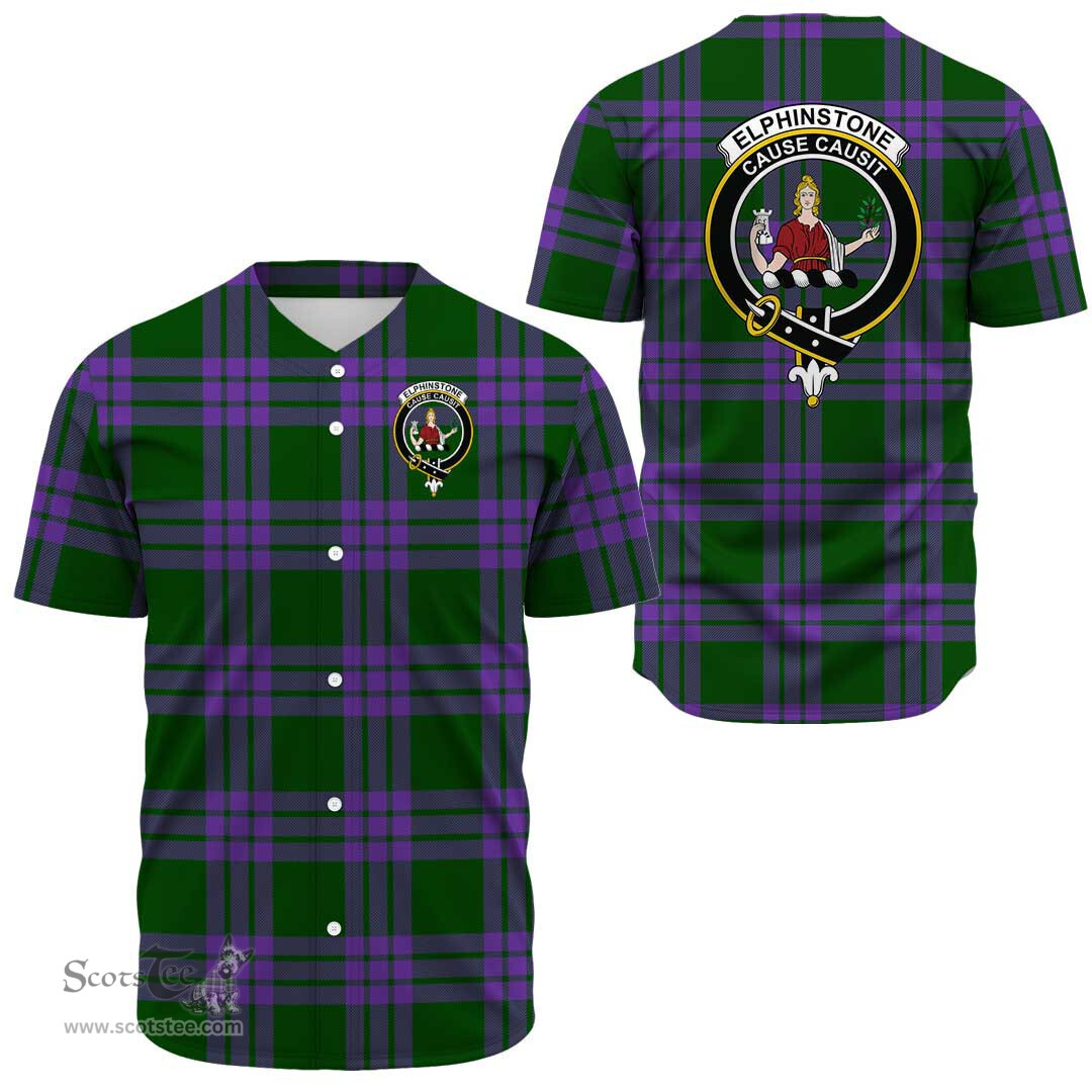 Scottish Elphinstone Clan Tartan Baseball Jersey - Crest Classic Scottish Plaid Tartan Plaid