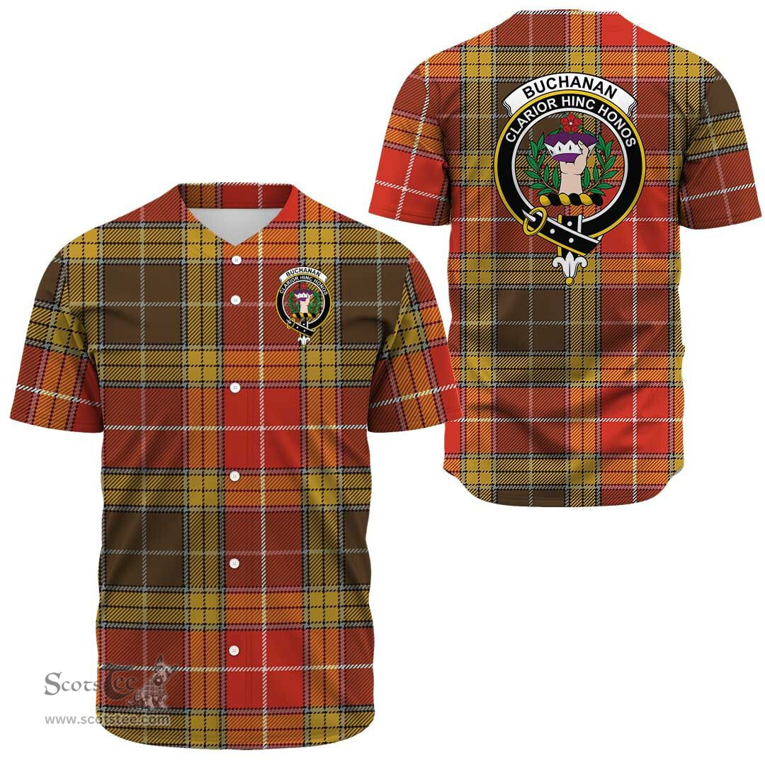 Scottish Buchanan Old Set Weathered Clan Tartan Baseball Jersey - Crest Classic Scottish Plaid Tartan Plaid