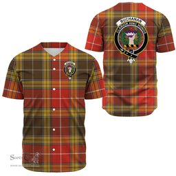 Scottish Buchanan Old Set Weathered Clan Tartan Baseball Jersey - Crest Classic Scottish Plaid Tartan Plaid
