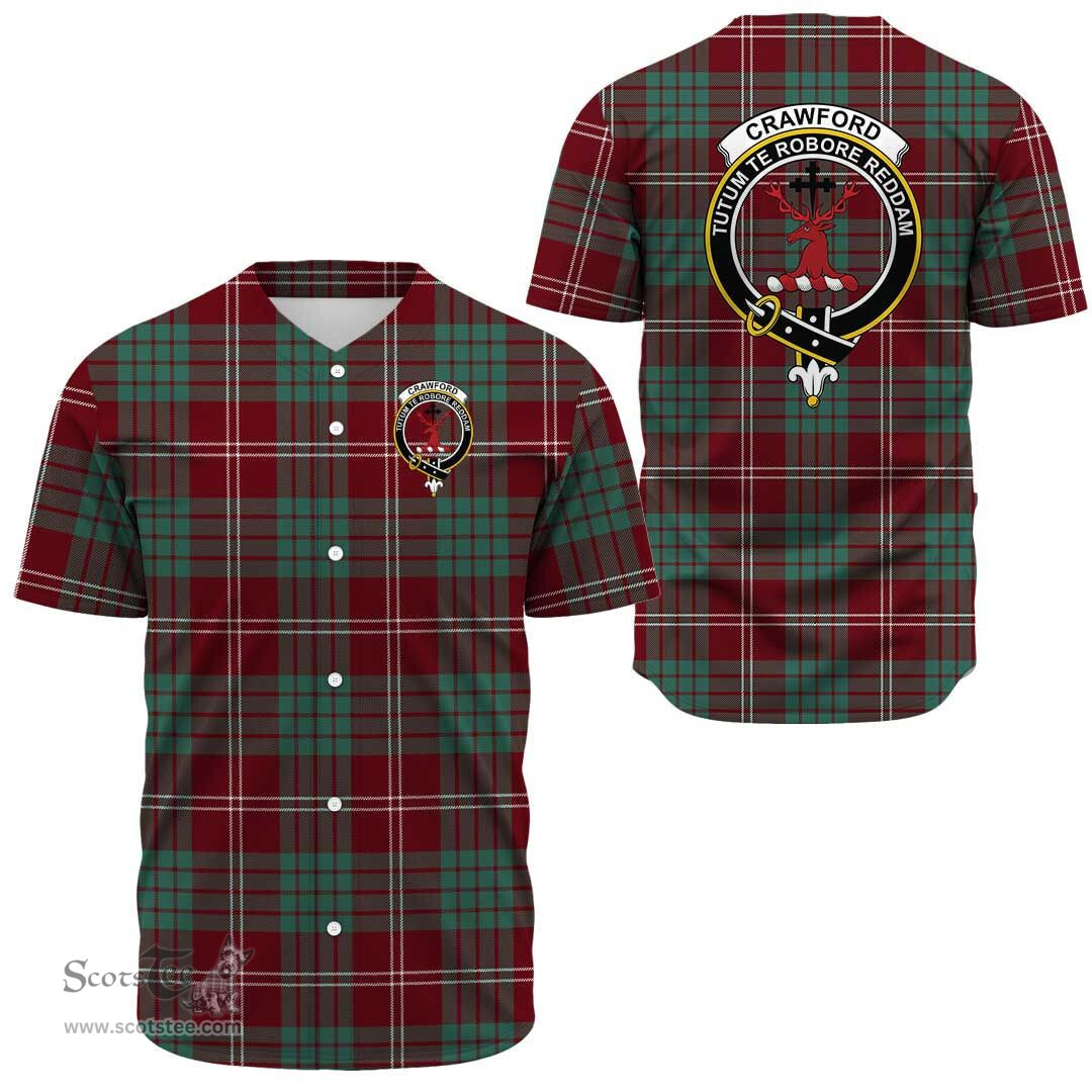 Scottish Crawford Modern Clan Tartan Baseball Jersey - Crest Classic Scottish Plaid Tartan Plaid