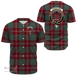 Scottish Crawford Modern Clan Tartan Baseball Jersey - Crest Classic Scottish Plaid Tartan Plaid