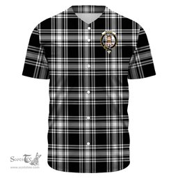 Scottish Menzies Black & White Modern Clan Tartan Baseball Jersey - Crest Classic Scottish Plaid Tartan Plaid